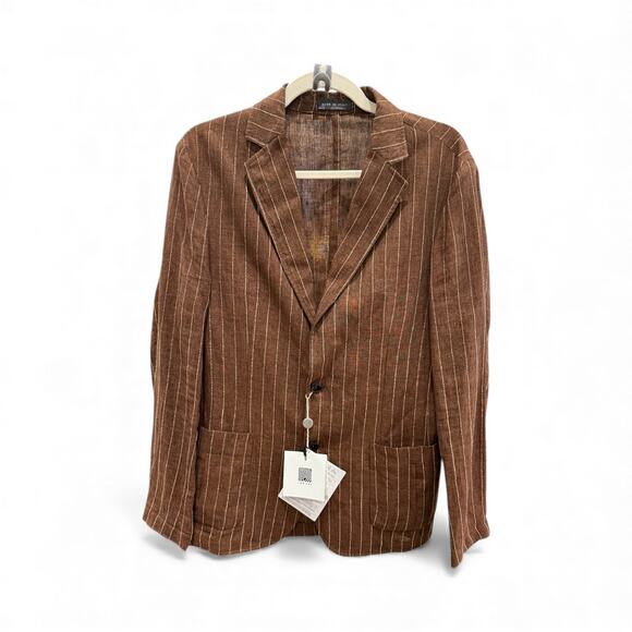 LAB 001 Brown Pinstripe Italian Blazer –Unisex 50IT/40US(Sz:W-14/XL)–NWT-Ret$650 - Picture 6 of 7